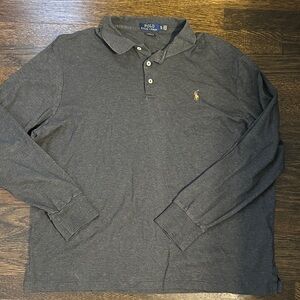 Men’s Long sleeve classic fit polo shirt in dark gray